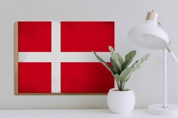 Panneau en bois drapeau Danemark 40x30cm Drapeau du Danemark signe vintage 3