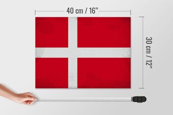 Panneau en bois drapeau Danemark 40x30cm Drapeau du Danemark signe vintage 4