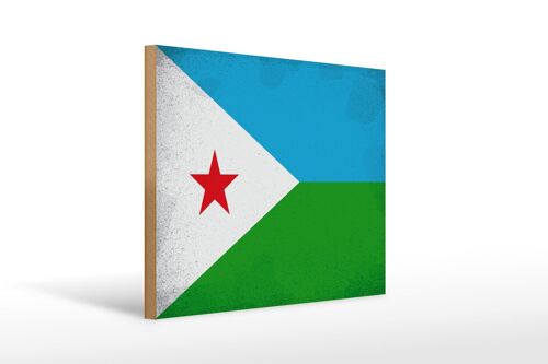 Holzschild Flagge Dschibuti 40x30cm Flag Djibouti Vintage Schild