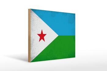 Panneau en bois drapeau Djibouti 40x30cm Drapeau Djibouti panneau vintage 1