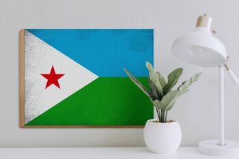 Panneau en bois drapeau Djibouti 40x30cm Drapeau Djibouti panneau vintage 3