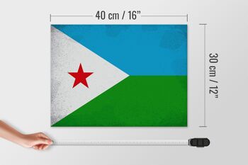 Panneau en bois drapeau Djibouti 40x30cm Drapeau Djibouti panneau vintage 4