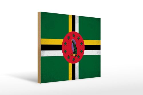 Holzschild Flagge Dominica 40x30cm Flag of Dominica Vintage Schild