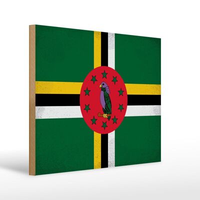 Cartello in legno bandiera Dominica 40x30 cm Bandiera della Dominica, cartello vintage