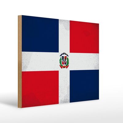 Holzschild Flagge Dominikanische Republik 40x30cm Vintage Schild