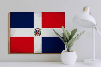 Panneau en bois drapeau République Dominicaine 40x30cm panneau vintage 3