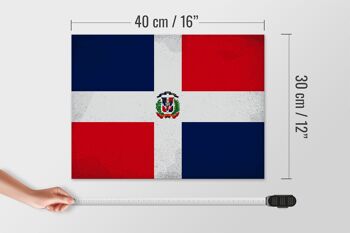 Panneau en bois drapeau République Dominicaine 40x30cm panneau vintage 4