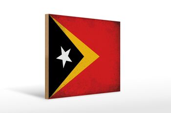 Panneau en bois drapeau Timor oriental 40x30cm Drapeau Timor oriental signe vintage 1