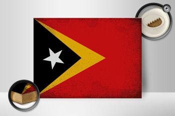 Panneau en bois drapeau Timor oriental 40x30cm Drapeau Timor oriental signe vintage 2
