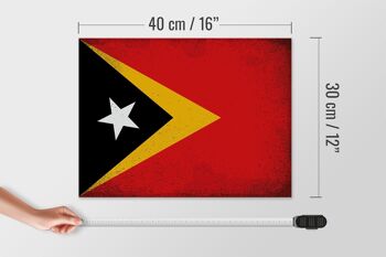 Panneau en bois drapeau Timor oriental 40x30cm Drapeau Timor oriental signe vintage 4