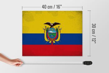 Panneau en bois drapeau Équateur 40x30cm Drapeau de l'Équateur signe vintage 4