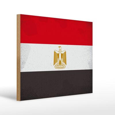 Cartello in legno Bandiera Egitto 40x30 cm Bandiera dell'Egitto Cartello decorativo vintage