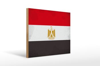 Panneau en bois drapeau égyptien 40x30cm, drapeau égyptien, panneau décoratif Vintage 1