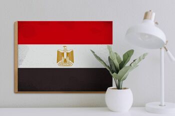 Panneau en bois drapeau égyptien 40x30cm, drapeau égyptien, panneau décoratif Vintage 3
