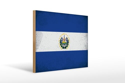 Holzschild Flagge El Salvador 40x30cm El Salvador Vintage Schild