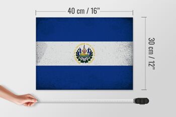 Panneau en bois drapeau El Salvador 40x30cm Panneau vintage El Salvador 4