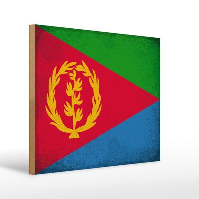 Holzschild Flagge Eritrea 40x30cm Flag of Eritrea Vintage Schild