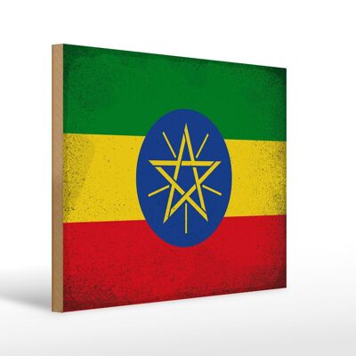 Letrero de madera bandera Etiopía 40x30cm Bandera Etiopía cartel vintage