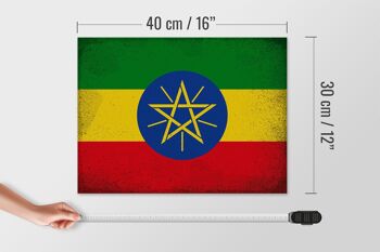 Panneau en bois drapeau Ethiopie 40x30cm Drapeau Ethiopie signe vintage 4