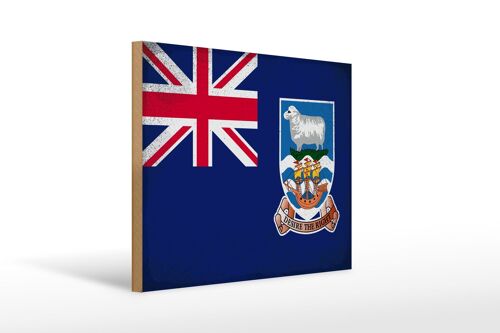 Holzschild Flagge Falklandinseln 40x30cm Flag Vintage Schild