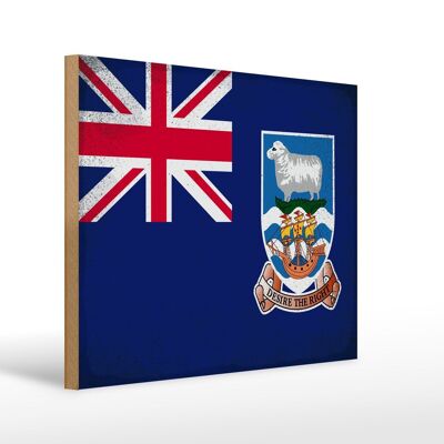 Cartello in legno Bandiera Isole Falkland 40x30 cm Bandiera Cartello vintage
