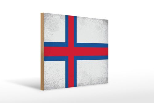 Holzschild Flagge Färöer 40x30cm Flag Faroe Islands Vintage Schild