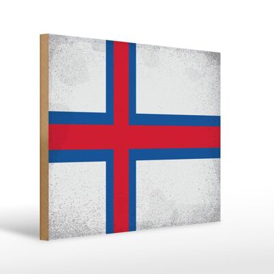 Holzschild Flagge Färöer 40x30cm Flag Faroe Islands Vintage Schild