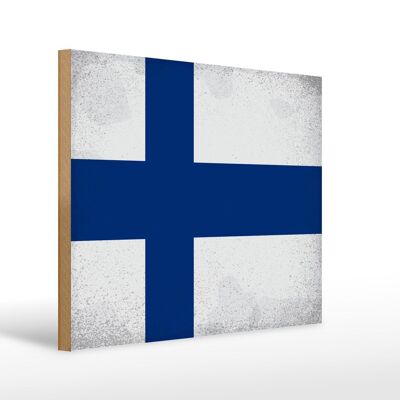 Holzschild Flagge Finnland 40x30cm Flag of Finland Vintage Schild