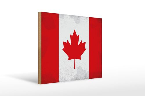 Holzschild Flagge Kanada 40x30cm Flag of Canada Vintage Deko Schild