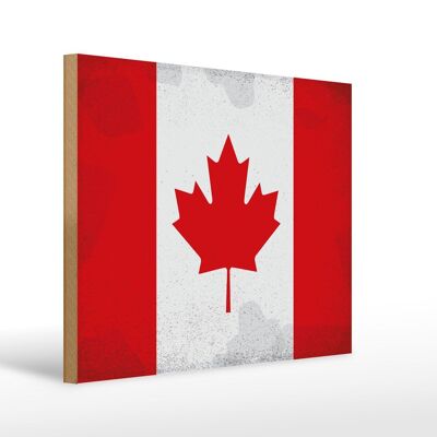 Letrero de madera bandera Canadá 40x30cm Bandera de Canadá cartel decorativo vintage