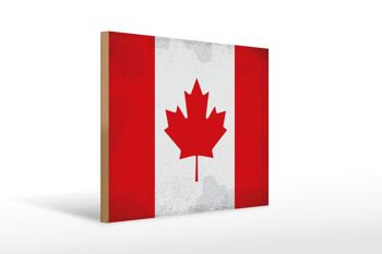 Panneau en bois drapeau Canada 40x30cm Drapeau du Canada signe décoratif vintage 1