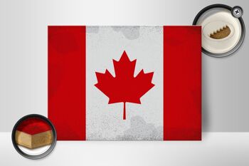 Panneau en bois drapeau Canada 40x30cm Drapeau du Canada signe décoratif vintage 2