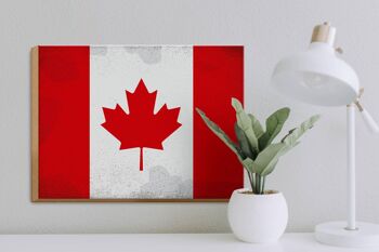Panneau en bois drapeau Canada 40x30cm Drapeau du Canada signe décoratif vintage 3