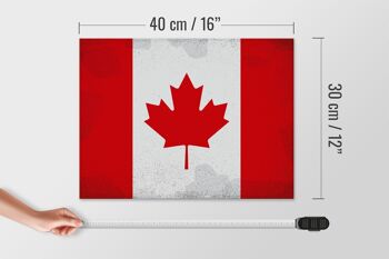 Panneau en bois drapeau Canada 40x30cm Drapeau du Canada signe décoratif vintage 4