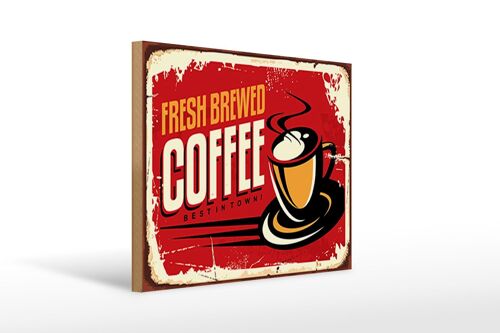 Holzschild Retro 40x30cm Kaffee best Coffee in town Schild