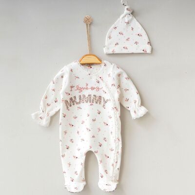 Ein Paket mit zweiteiligen Mumien-Jumpsuit-Set für Mädchen aus 100 % Baumwolle in drei Größen