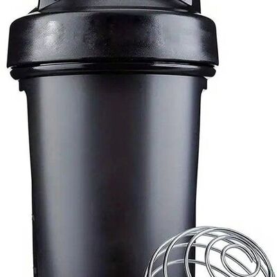 Shake Cup 600 ML Protein Shaker – Fitness Sport Shake Smoothie Cup Flasche Wasserflasche Mixer Flasche – mit Kugel – Dunkelgrau