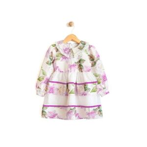 Robe moderne à manches longues pour filles de 2 à 5 ans, paquet de quatre tailles, tissu à motifs floraux et dentelle, Design moderne