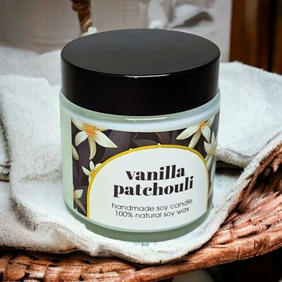 Candela di soia profumata alla vaniglia naturale e patchouli