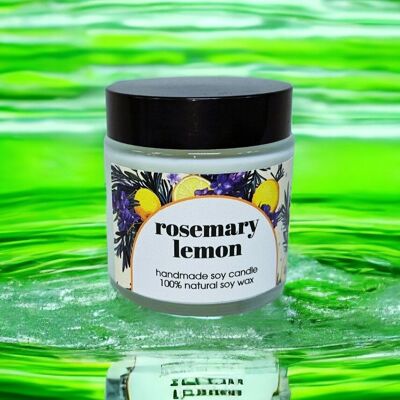 Natural Lemon Rosemary Scented Soy Candle