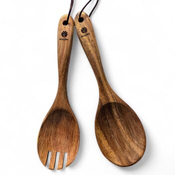 Couverts à salade d'été en bois d'acacia durable 1