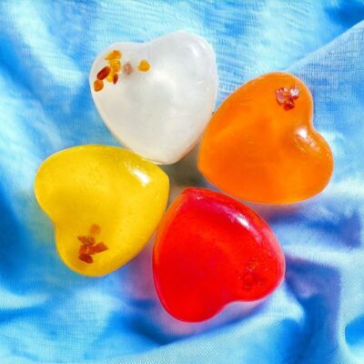 Amber soap in the shape of a heart