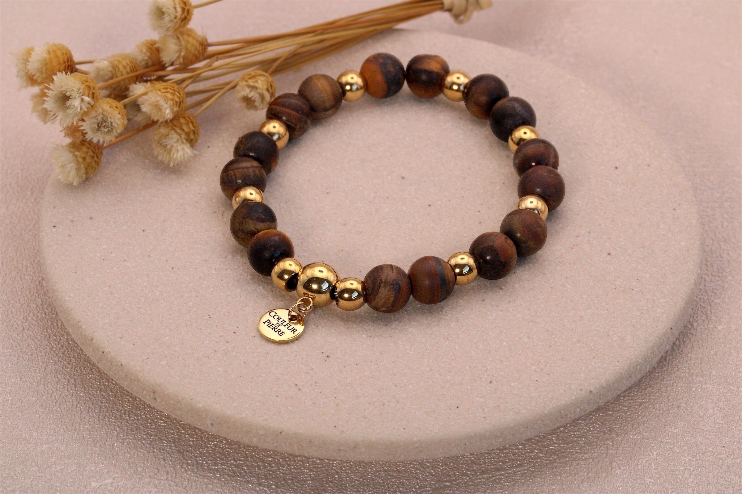 Bracciale in occhio di tigre dorato