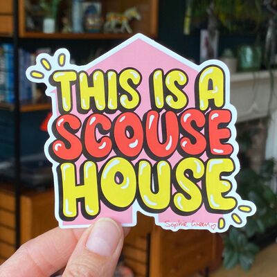 Ceci est une maison Scouse rouge Sticker