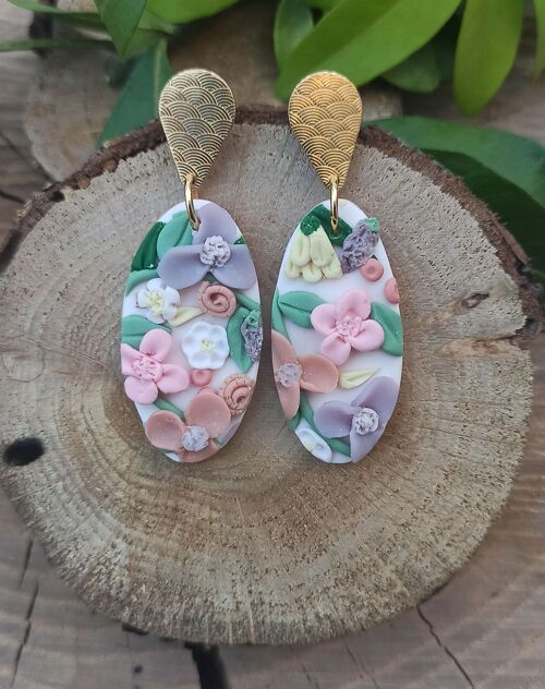 ✿Boucles d'oreilles relief modèle "printemps"