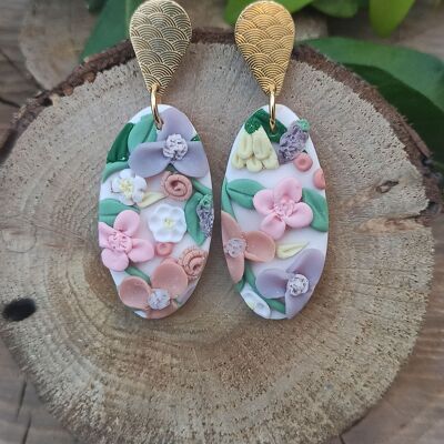 ✿Pendientes en relieve modelo "primavera"