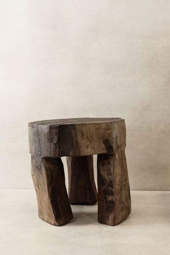 Tabouret/Table d'appoint en bois sculpté à la main - 47.2 2