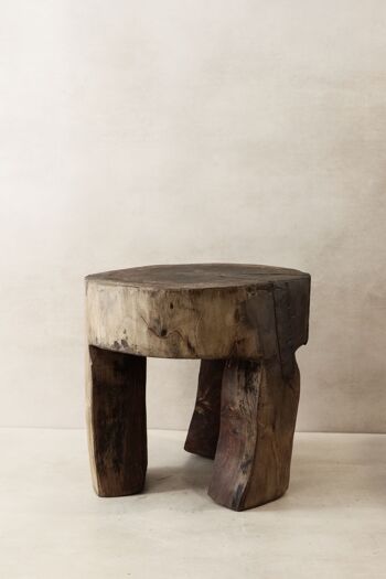 Tabouret/Table d'appoint en bois sculpté à la main - 47.2 3