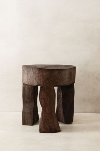 Tabouret/Table d'appoint en bois sculpté à la main - 47.3 1