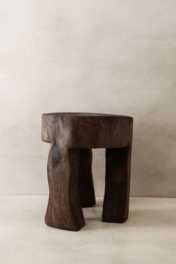 Tabouret/Table d'appoint en bois sculpté à la main - 47.3 3